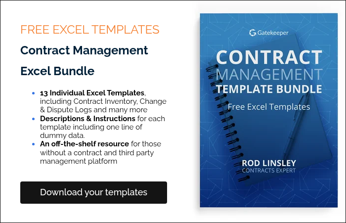 FREE EXCEL TEMPLATES Contract Management Excel Bundle&nbsp; 13 Individual Excel Templates, including Contract Inventory, Change & Dispute Logs and many more Descriptions & Instructions for each template including one line of dummy data. An off-the-shelf resource for those without a contract and third party management platform &nbsp;