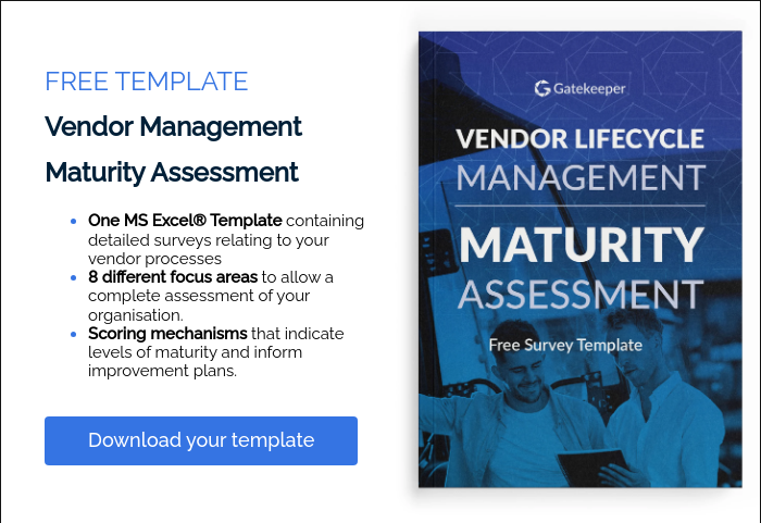 FREE TEMPLATE Vendor Management Maturity Assessment One MS Excel® Template containing detailed surveys relating to your vendor processes 8 different focus areas to allow a complete assessment of your organisation. Scoring mechanisms that indicate levels of maturity and inform improvement plans. &nbsp;
